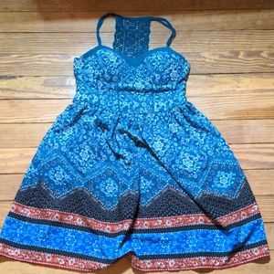 Teal sun dress with bustier top